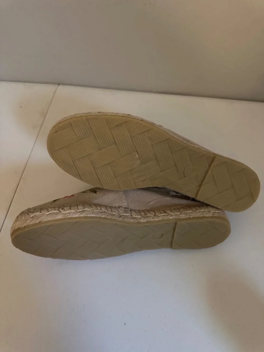 Fabiolas Espadrilles Tan Suede Leather Women’s Floral 38/8.5 Made In Spain